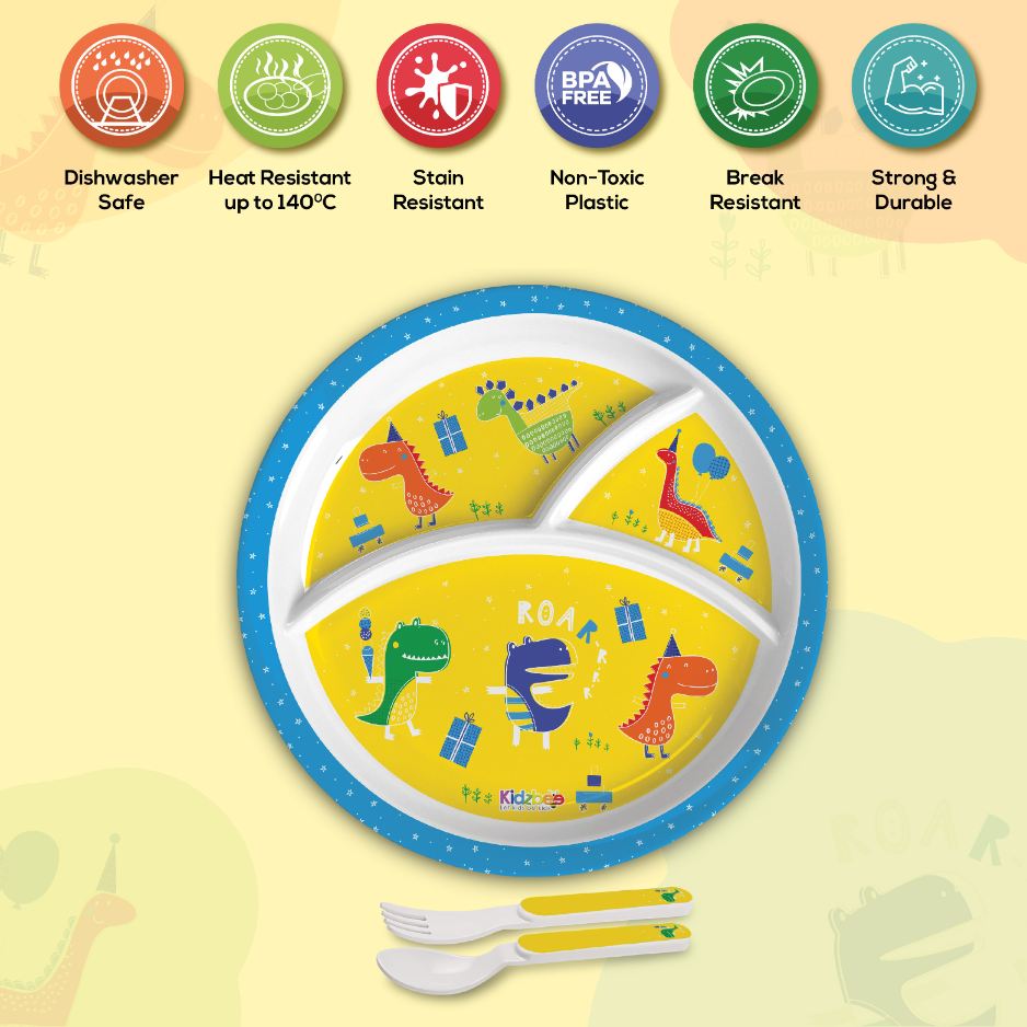 Dino Party Kids Melamine Meal, Set of 3