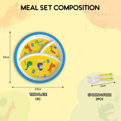 Dino Party Kids Melamine Meal, Set of 3