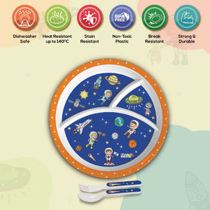 Cosmic Explorer Blue Kids Melamine Meal, Set of 3