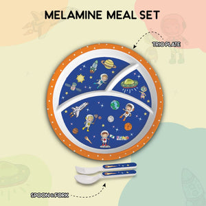 Cosmic Explorer Blue Kids Melamine Meal, Set of 3