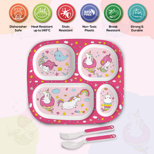 Pink Parade Kids Melamine Meal, Set of 3