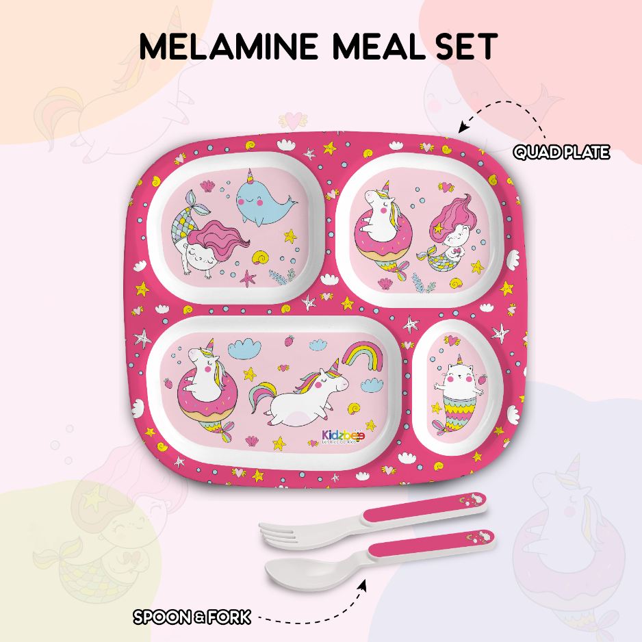 Pink Parade Kids Melamine Meal, Set of 3