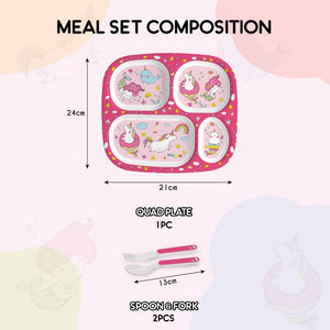 Pink Parade Kids Melamine Meal, Set of 3