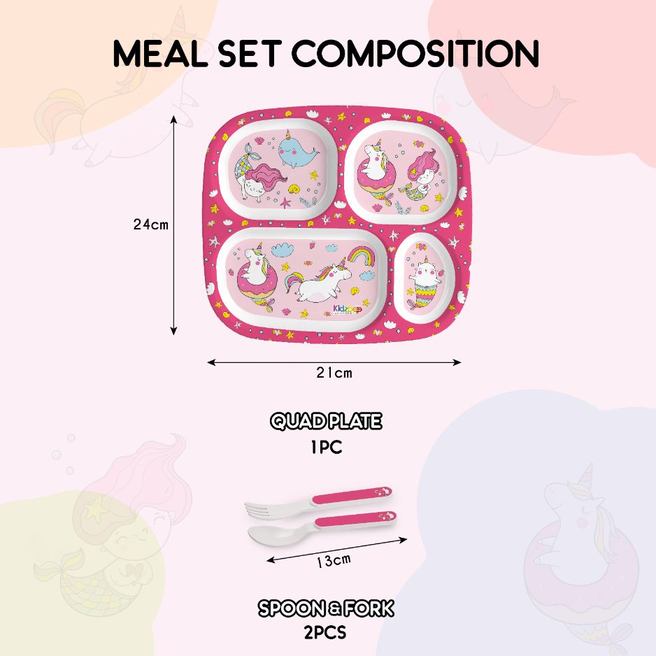 Pink Parade Kids Melamine Meal, Set of 3