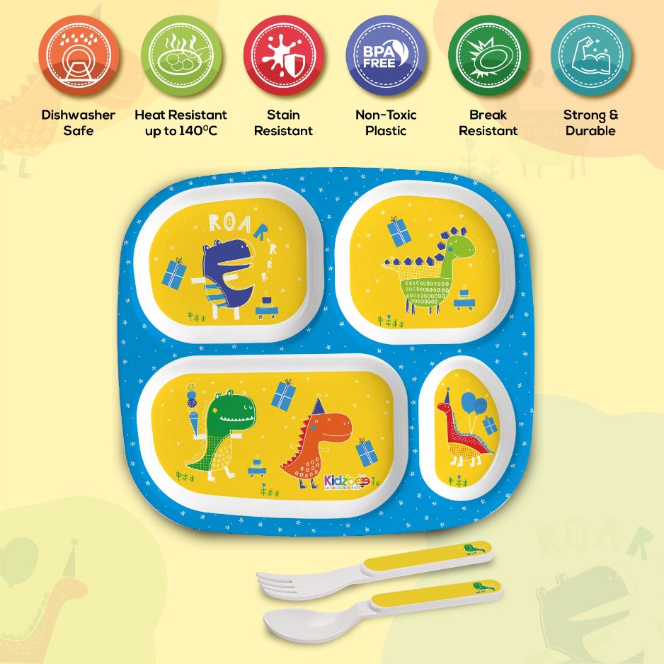 Dino Party Kids Melamine Meal, Set of 3
