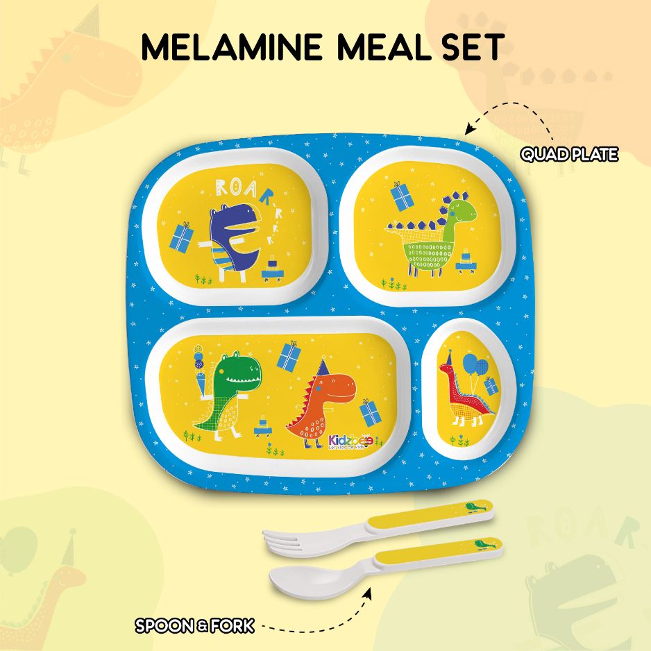 Dino Party Kids Melamine Meal, Set of 3