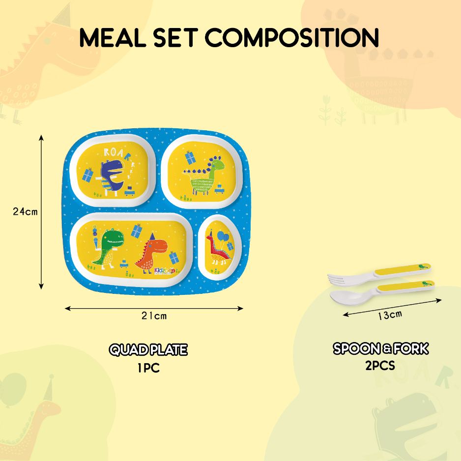 Dino Party Kids Melamine Meal, Set of 3