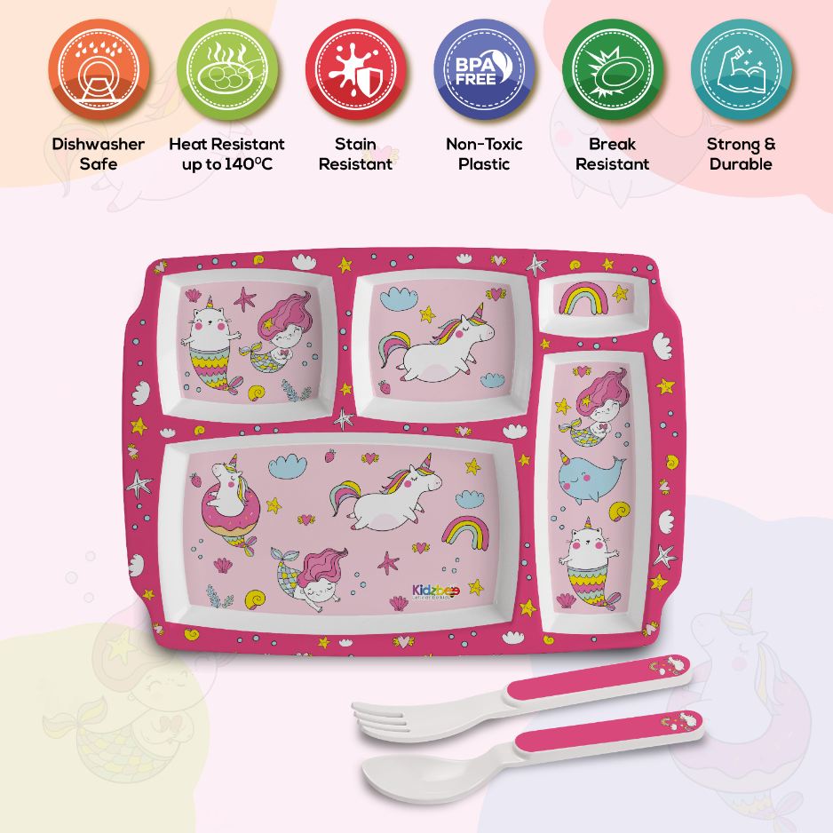 Pink Parade Kids Melamine Meal, Set of 3