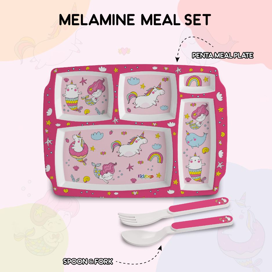 Pink Parade Kids Melamine Meal, Set of 3