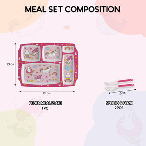 Pink Parade Kids Melamine Meal, Set of 3