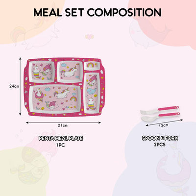 Pink Parade Kids Melamine Meal, Set of 3