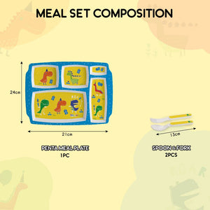 Dino Party Kids Melamine Meal, Set of 3