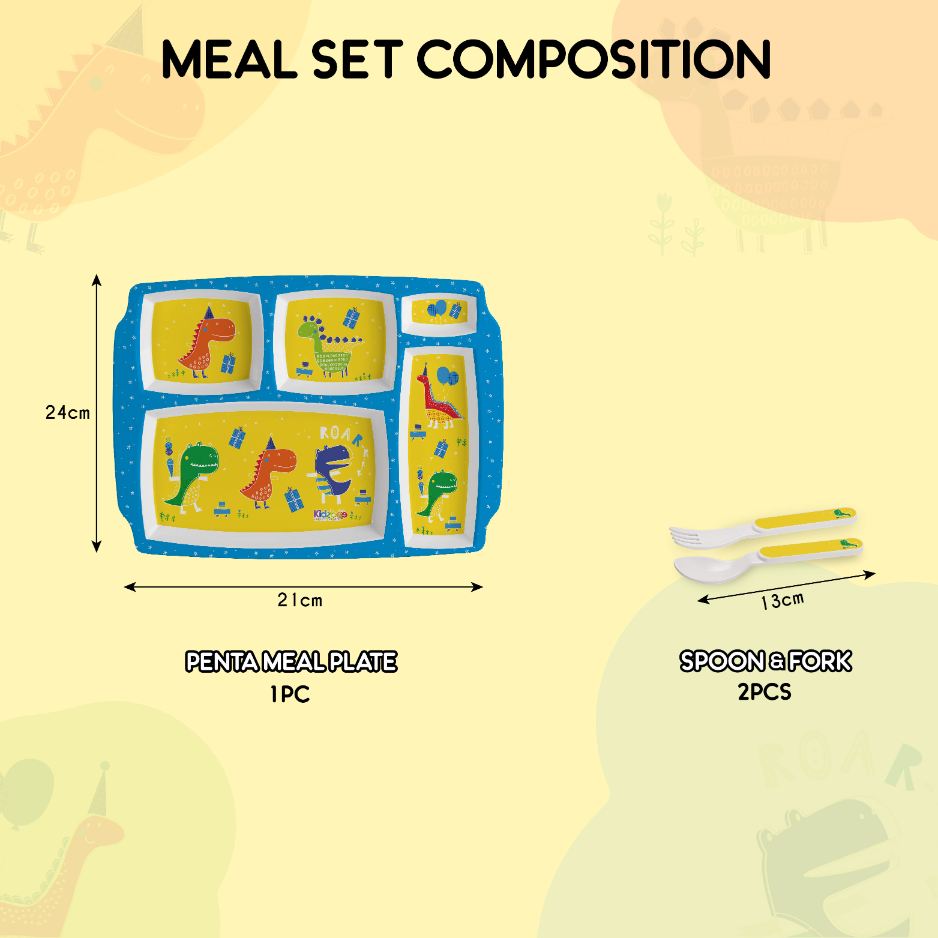 Dino Party Kids Melamine Meal, Set of 3