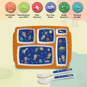 Cosmic Explorer Blue Kids Melamine Meal, Set of 3