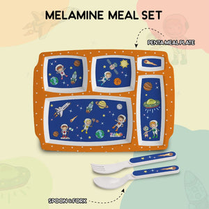 Cosmic Explorer Blue Kids Melamine Meal, Set of 3