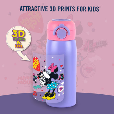 Giggle 3D Touch & Feel Designs One Click Push Thermosteel Flask, 380 ml