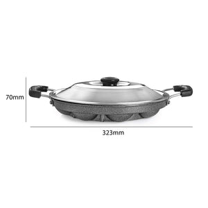 Non-Stick 12 Cavity Appam Patra 2 Side Handle with Stainless Steel Lid