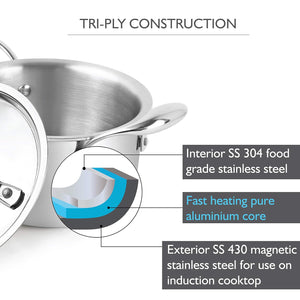 Armour Tri-Ply Induction Base Casserole with Lid