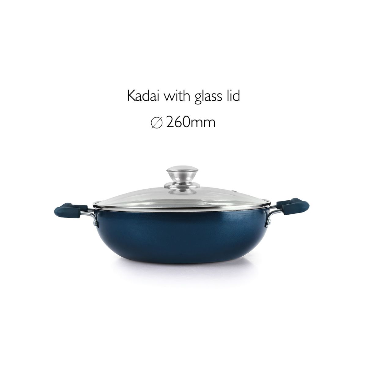 Oxford Non-Stick Induction Base Kadhai with Glass Lid, 3 Litres