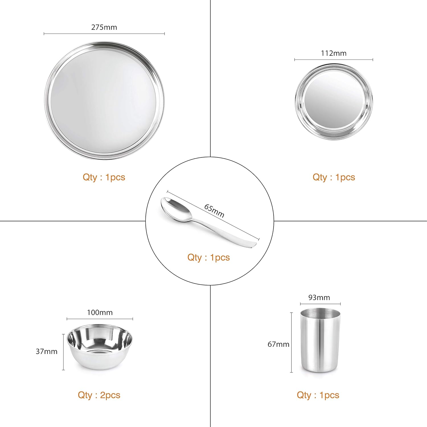 Steelox 6 Pieces Stainless Steel Dinner Set