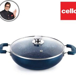 Oxford Non-Stick Induction Base Kadhai with Glass Lid, 3 Litres
