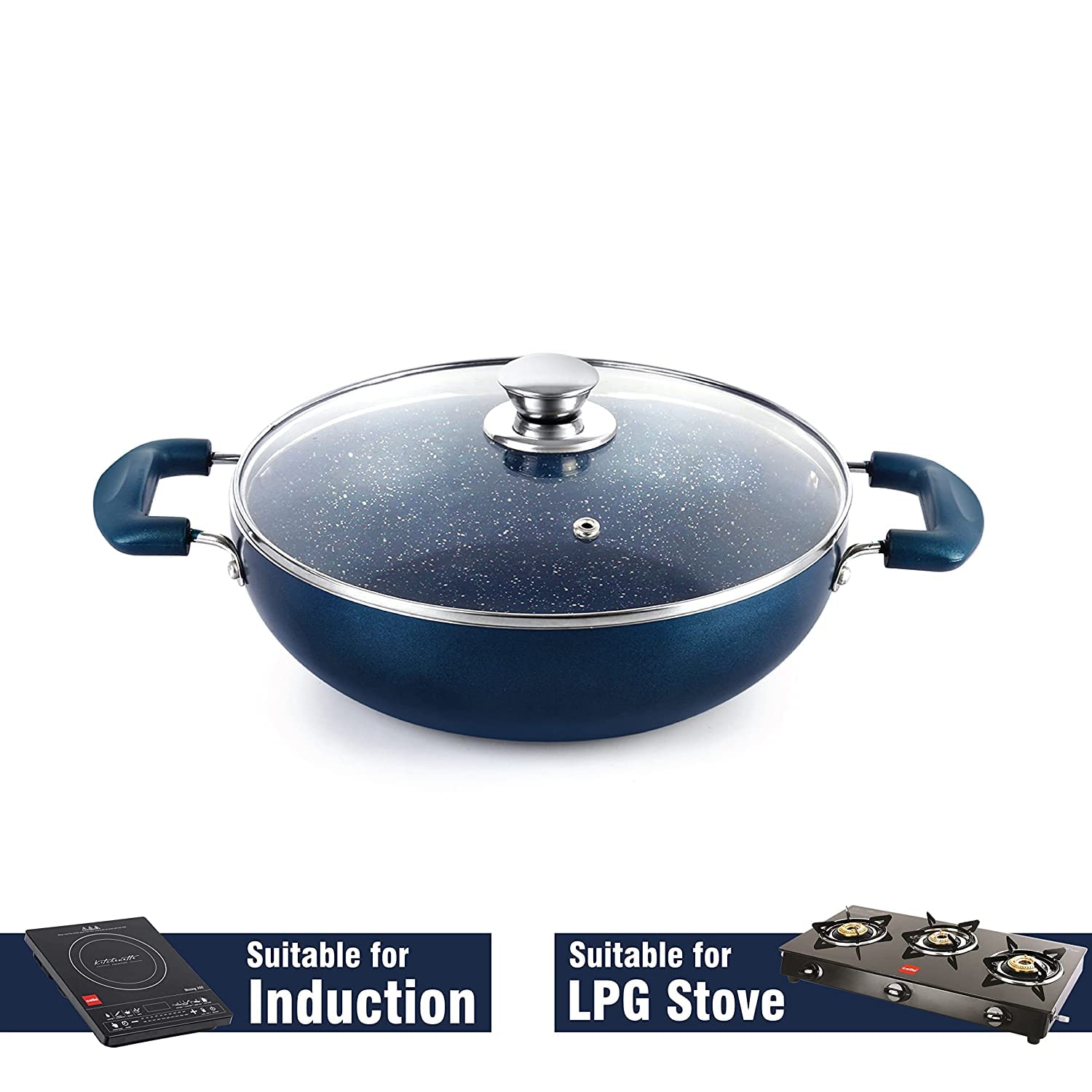 Oxford Induction Base Kadhai With Glass Lid