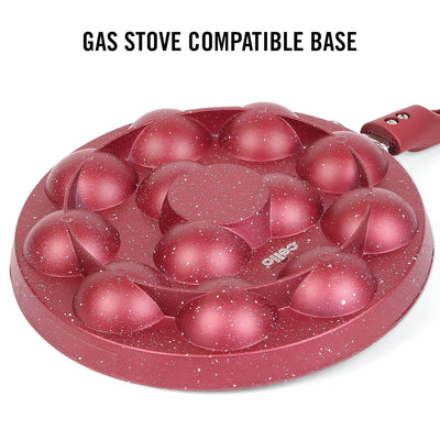 Non-Stick Crown 12 Cavity Appam Patra, Maroon