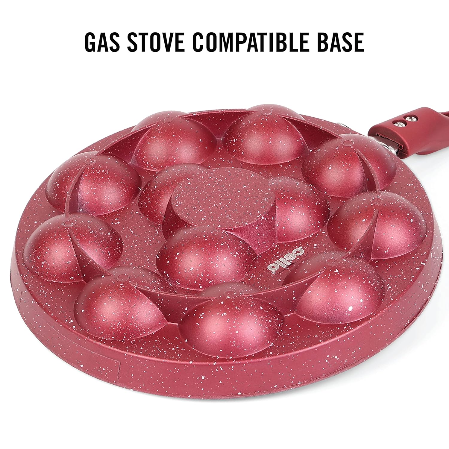Non-Stick Crown 12 Cavity Appam Patra, Maroon