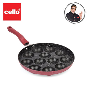 Non-Stick Crown 12 Cavity Appam Patra, Maroon