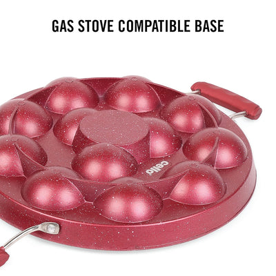 Non-Stick Crown 12 Cavity Appam Patra, Maroon