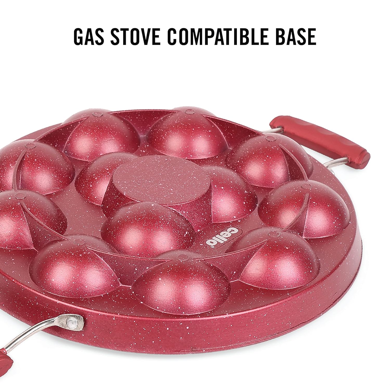 Non-Stick Crown 12 Cavity Appam Patra, Maroon