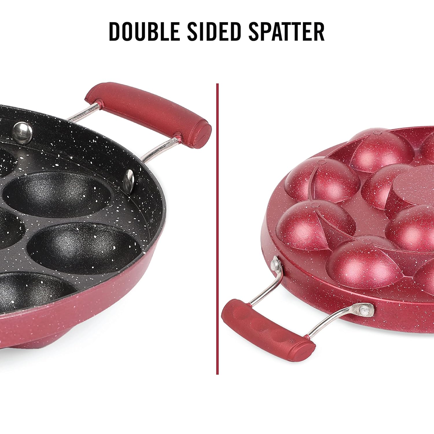 Non-Stick Crown 12 Cavity Appam Patra, Maroon