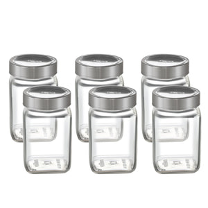 Qube Fresh Glass Storage Jar, 300ml, Set of 6
