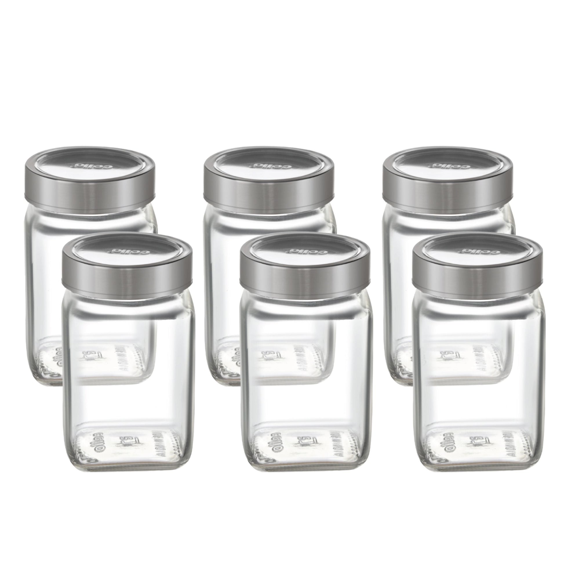 Qube Fresh Glass Storage Jar, 300ml, Set of 6
