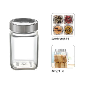 Qube Fresh Glass Storage Jar, 300ml, Set of 6