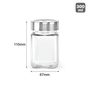 Qube Fresh Glass Storage Jar, 300ml, Set of 6