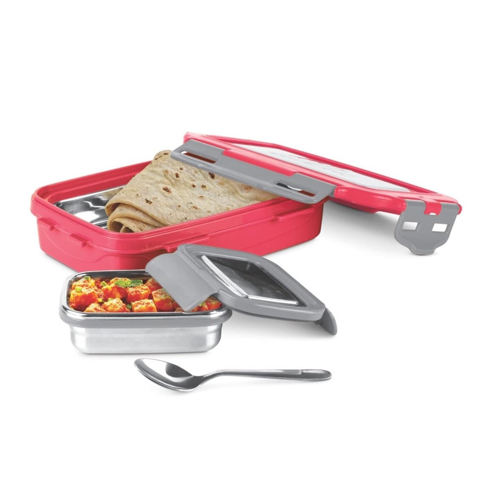 Milton Steely Super Deluxe Insulated Inner Stainless Steel Big Tiffin Box | Set of 2 Pcs