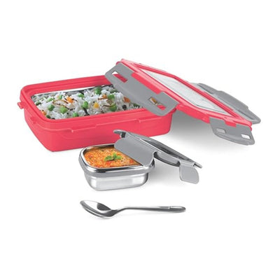 Milton Steely Super Deluxe Insulated Inner Stainless Steel Tiffin Box | Set of 2 Pcs