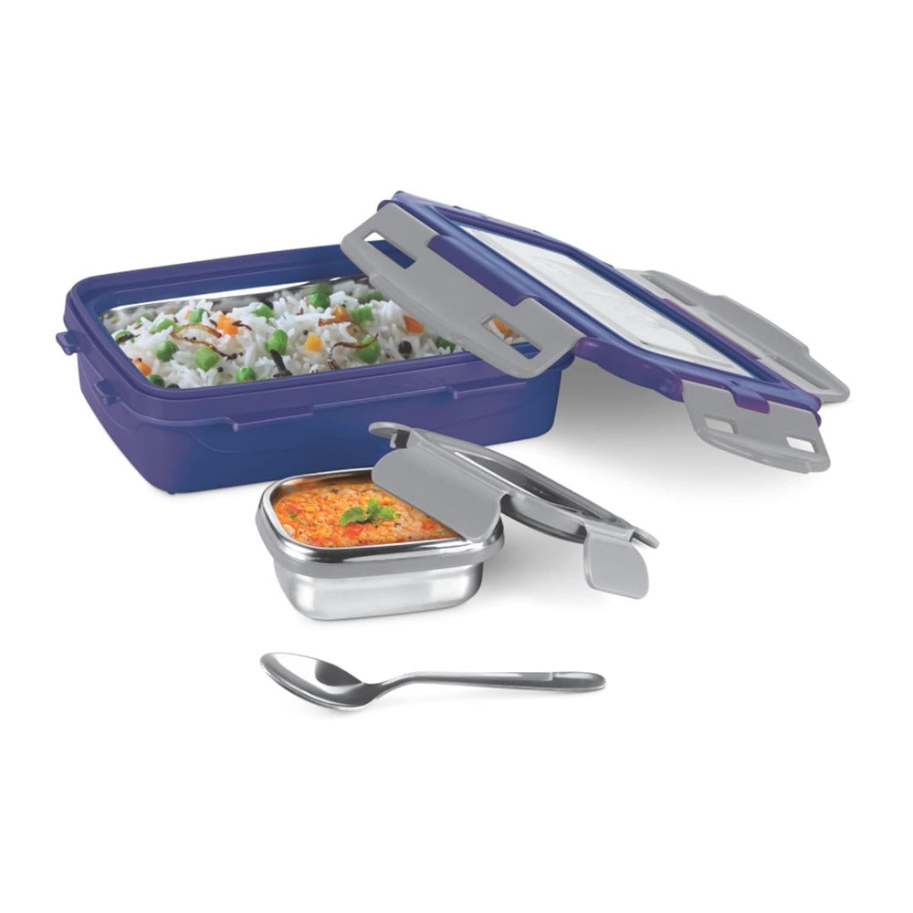 Milton Steely Super Deluxe Insulated Inner Stainless Steel Tiffin Box | Set of 2 Pcs