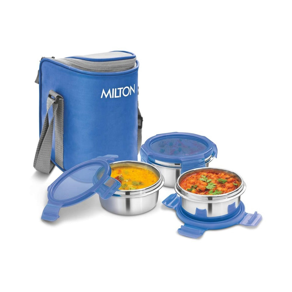 Milton Cube 3 Stainless Steel Tiffin with Jacket | 3 Stainless Steel Containers