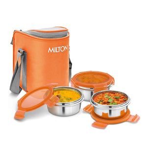Milton Cube 3 Stainless Steel Tiffin with Jacket | 3 Stainless Steel Containers
