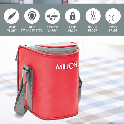 Milton Cube 3 Stainless Steel Tiffin with Jacket | 3 Stainless Steel Containers