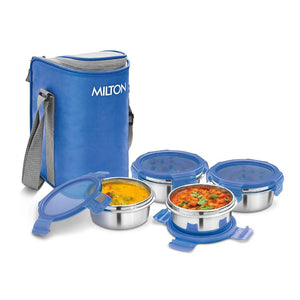 Milton Cube 4 Stainless Steel Tiffin with Jacket | 4 Stainless Steel Containers