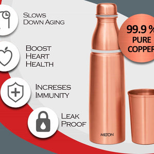 Milton Copper Combo Water Bottle with Tumbler | Set of 2 Pcs