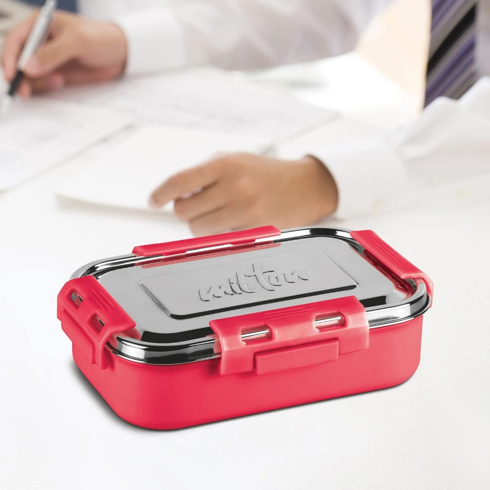 Milton Steel Flat Insulated Inner Stainless Steel Tiffin Box With Inner Container | Set of 2 Pcs