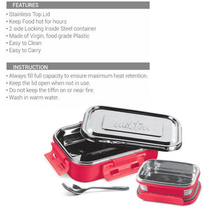 Milton Steel Flat Insulated Inner Stainless Steel Tiffin Box With Inner Container | Set of 2 Pcs