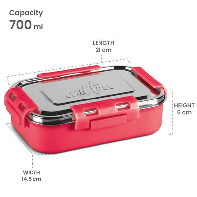 Milton Steel Flat Insulated Inner Stainless Steel Tiffin Box With Inner Container | Set of 2 Pcs