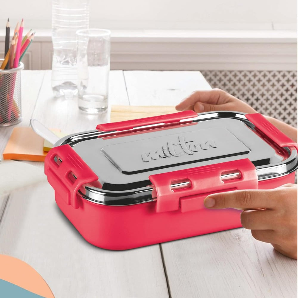 Milton Steel Flat Insulated Inner Stainless Steel Tiffin Box With Inner Container | Set of 2 Pcs