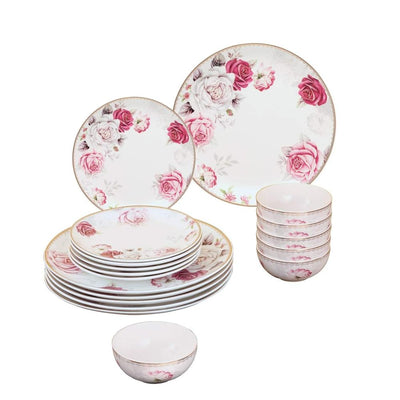 Urmi Rose Dinner Set  | Premium 22K Liquid Gold | Set of 18 Pcs