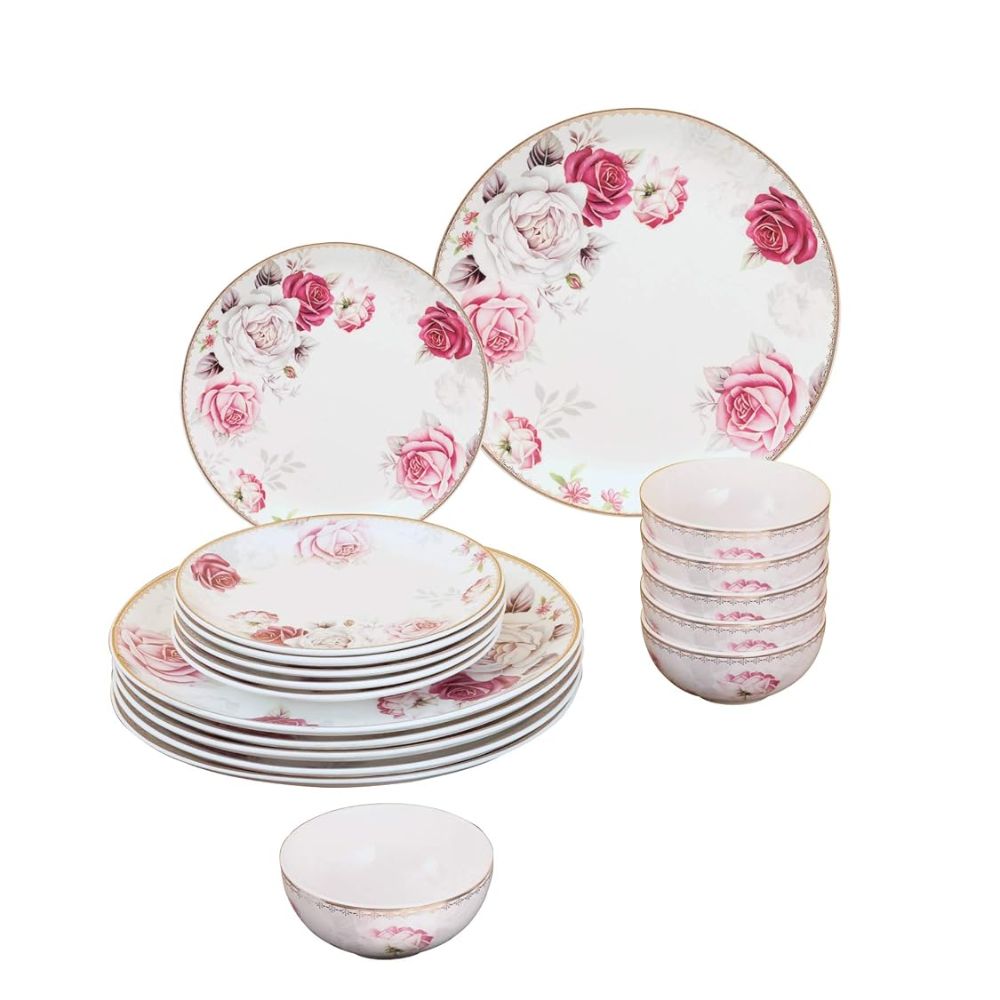 Urmi Rose Dinner Set  | Premium 22K Liquid Gold | Set of 18 Pcs